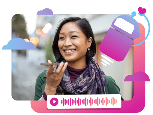 Woman using mobile device to speak